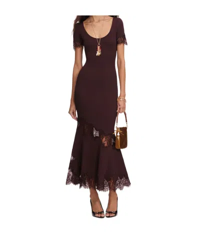 Self-portrait Brown Ribbed Knit Midi Dress