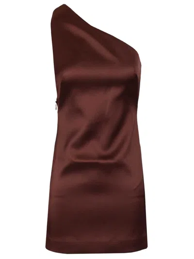 Self-portrait Brown Satin Mini Dress Dresses Brown