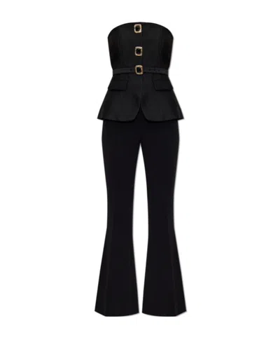 Self-portrait Buckle-embellishment Jumpsuit In Black