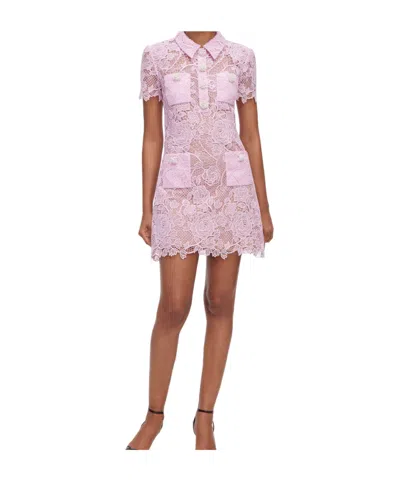 Self-portrait Self Portrait Pink Lace Button Down Mini Dress