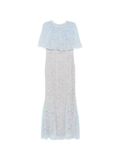 Self-portrait Cape-detail Maxi Dress In Blue