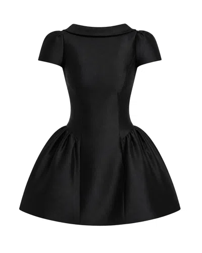 Self-portrait Cap-sleeve Fit-and-flare Mini Dress In Taffeta - Black