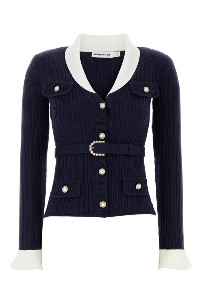 Self-portrait Cardigan In Maglia Blu Navy  Donna In Blue