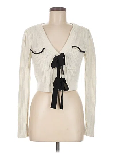 Pre-owned Self-portrait Cardigan Sweater In White