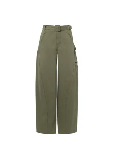 Self-portrait Cargo Jeans In Green