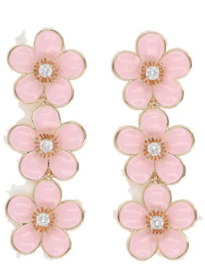 Self-portrait Cascading Floral Enamel Drop Earrings In Multi