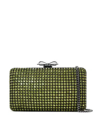 Self-portrait Chainmail Clutch Bag In Green