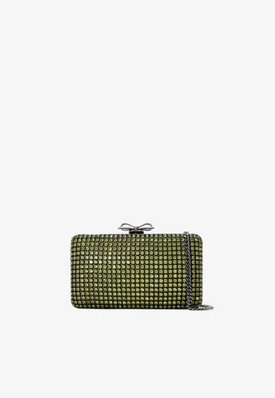 Self-portrait Chainmail Clutch Bag In Green