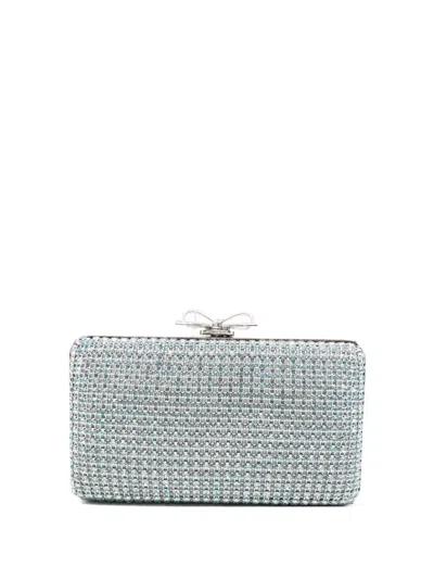 Self-portrait Chainmail Embellished Clutch Bag In Blue