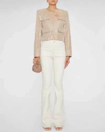 Self-portrait Champagne Sequin Jacket In Tan In Gold