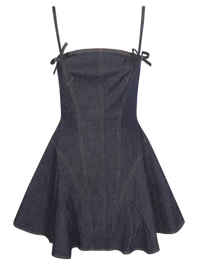 Self-portrait Charming Bow Mini Dress For Modern Women In Blue