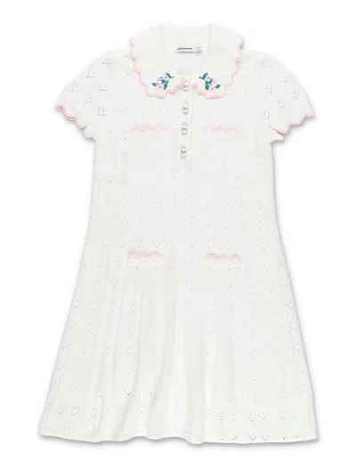 Self-portrait Charming Pointelle Knit Mini Dress For Girls In White