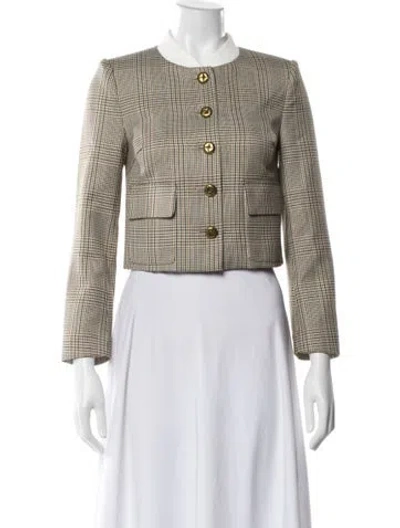 Pre-owned Self-portrait Check Jacket Plaid Print Jacket In Neutral