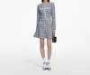 Self-portrait Check-pattern Knit Cotton Cardigan In Blue