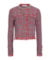 Self-portrait Checked-knit Cotton-blend Jacket In Multi