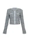 Self-portrait Check-pattern Knit Cotton Cardigan In Multi