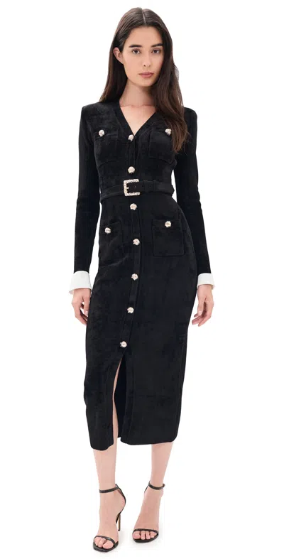 Self-portrait Chenille Knit Midi Dress Black