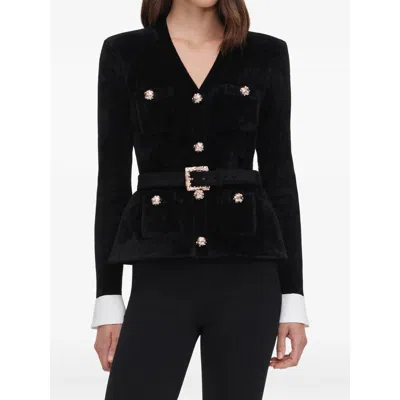 Self-portrait Chenille Knit With Statement Belt Dress In Black