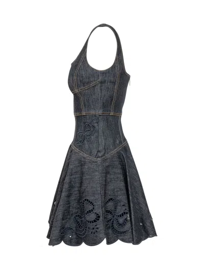 Self-portrait Chic Bow Mini Dress In Blue