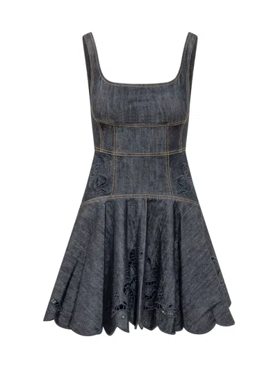 Self-portrait Chic Bow Mini Dress In Gray