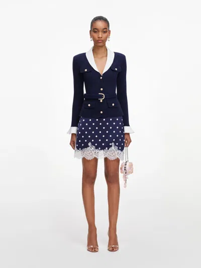 Self-portrait Chic Button-down Front Sweater With Removable Components In Size S In Blu