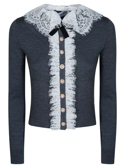 SELF-PORTRAIT SELF-PORTRAIT CHIC KNIT CARDIGAN WITH STATEMENT COLLAR