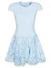 Self-portrait Womens Self Portrait Cap-sleeve Crepe And Lace Mini Dress In Blue