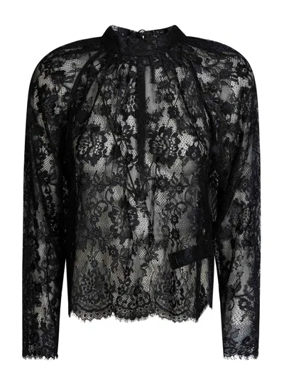 Self-portrait Chic Long Sleeve Blouse For Women In Nero