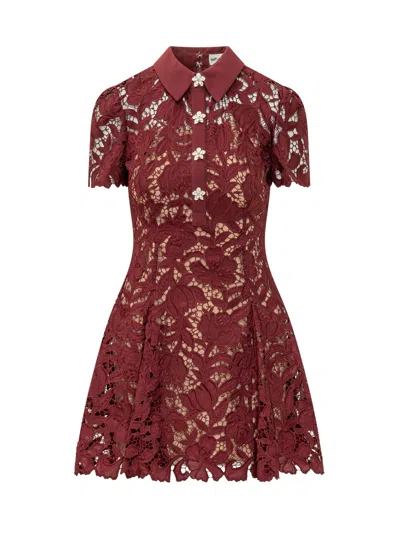 Self-portrait Chic Mini Dress For Fall 2025 In Burgundy