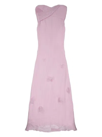 Self-portrait Abito In Georgette Con Foulard In Pink