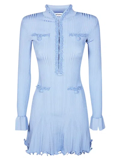 Self-portrait Chic Mini Suit With Sweater Detailing In Blue