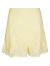 Self-portrait Chic Pointelle Knit Mini Skirt In Yellow