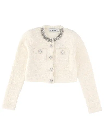 Self-portrait Chic Women's Sweater - Fw25 Collection In White