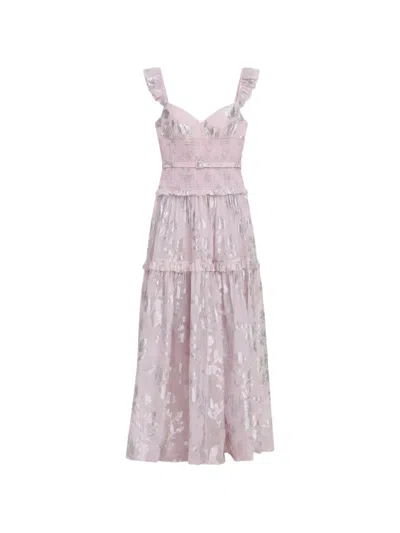 Self-portrait Chiffron Ruffled Maxi Dress In Pink