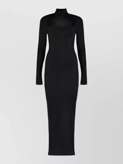 Self-portrait Christopher Kane Knit Maxi Dress Cutout Back In Black