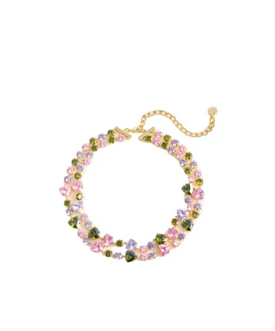 Self-portrait Cluster Crystal Necklace In Pink