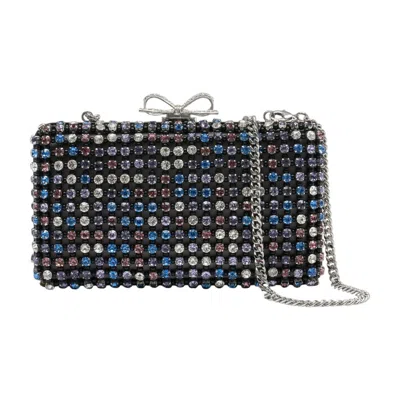Self-portrait Self Portrait Multi Crystal Knit Clutch Bag In Black