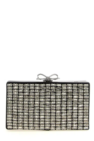 Self-portrait Clutch 'silver Chainmail' In Silber