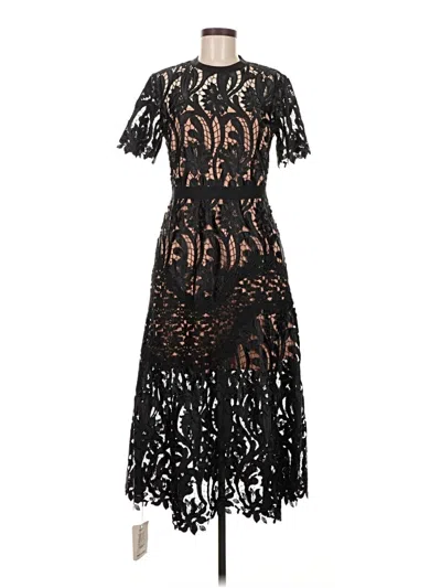 Self-portrait Prairie Guipure Lace Midi Dress In Black