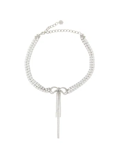 Self-portrait Collana Argentata Elegante Con Strass E Pendaglio Luminoso Self Portrait In Transparent
