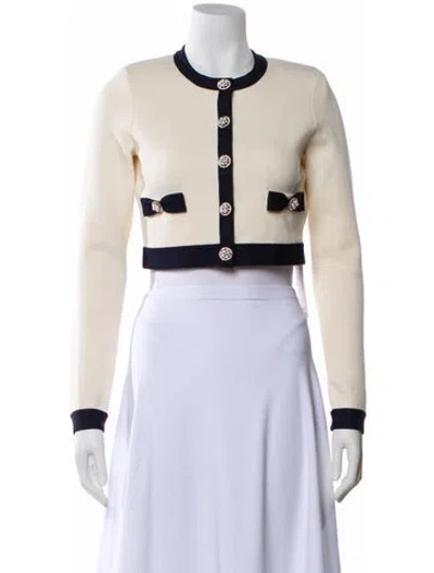 Pre-owned Self-portrait Colorblock Pattern Crew Neck Sweater In Neutral