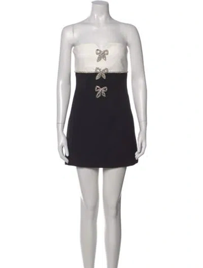 Pre-owned Self-portrait Colorblock Pattern Mini Dress In Black