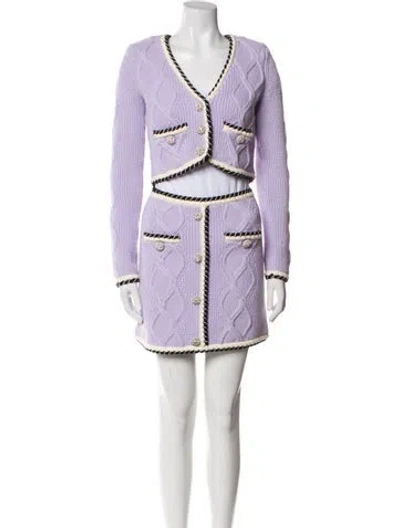 Pre-owned Self-portrait Colorblock Pattern Skirt Set W/ Tags In Purple