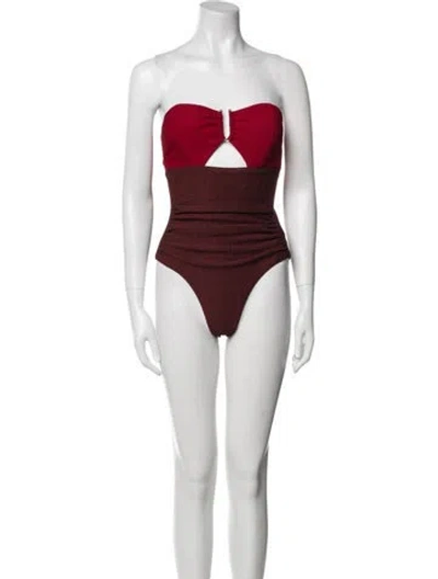 Pre-owned Self-portrait Colorblock Pattern Strapless Romper In Multi