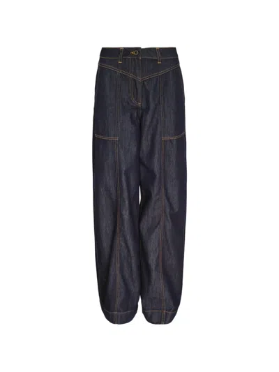 Self-portrait Contrast-stitch Jeans In Gray