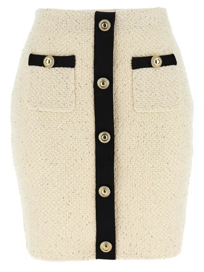 Self-portrait Cotton Long Women's Skirt In Neutral
