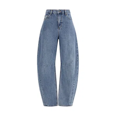 Self-portrait Cotton Relaxed Fit Women's Jeans In Blue