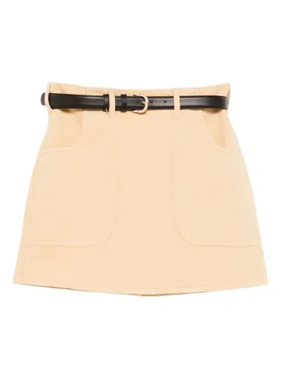 Self-portrait Cotton Skirt In Neutral