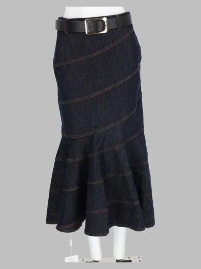 Self-portrait Cotton-blend Stretch Skirt In Blue