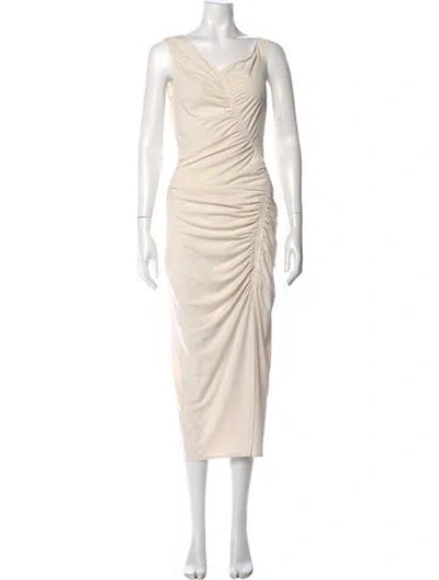 Pre-owned Self-portrait Cowl Neck Long Dress In Neutral